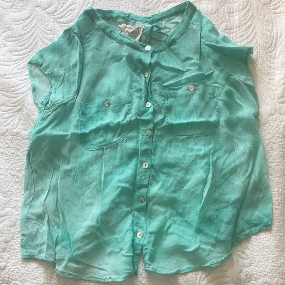 Free People Green Teal Marble Top Size S